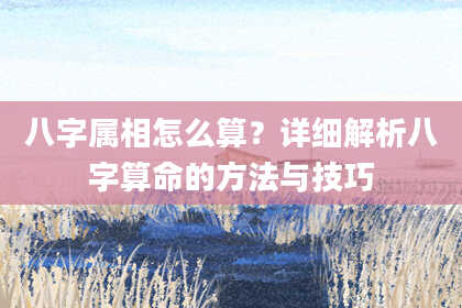 八字属相怎么算?详细解析八字算命的方法与技巧