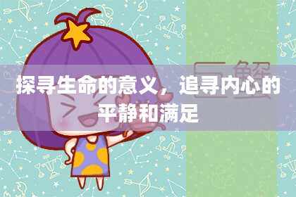 探寻生命的意义，追寻内心的平静和满足