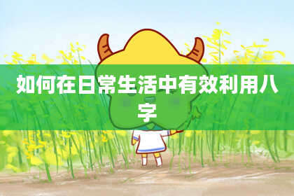 如何在日常生活中有效利用八字