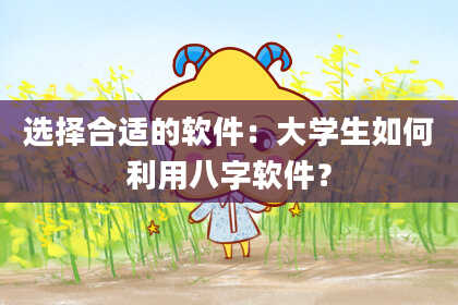选择合适的软件：大学生如何利用八字软件？
