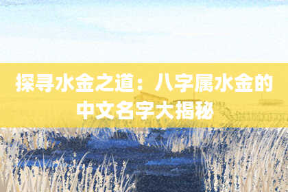 探寻水金之道：八字属水金的中文名字大揭秘