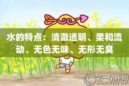 水的特点：清澈透明、柔和流动、无色无味、无形无臭